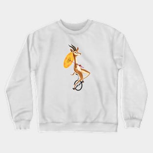 Funny gazelle on an unicycle Crewneck Sweatshirt